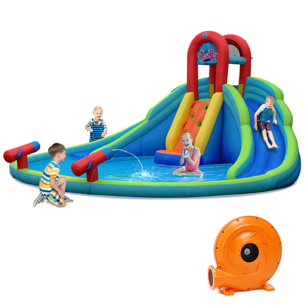 GVN Inflatable Water Slide Bounce House with Mighty Splash Pool, Bounce House with Blower, Inflatable Jump Bouncy Castle for Kids,Ball Pool for Backyard Play & Party Fun