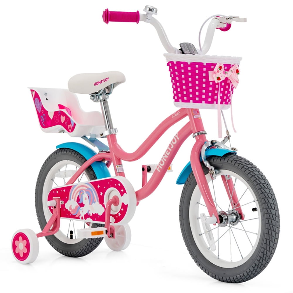 GVN Kids Bike,Children Bicycle,Kids Bicycle with Training Wheels and Basket for Boys and Girls Age 3-9 Years-14"