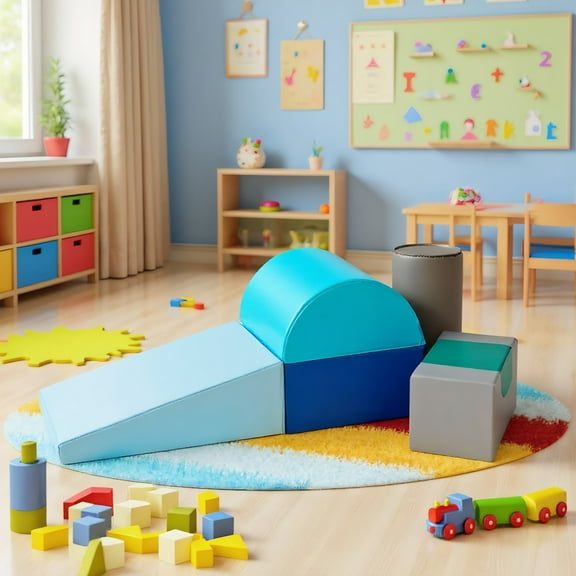 GVN Kids Climb & Crawl Soft Foam Block Activity Play, 6 Piece Climb Crawl Play Set Indoor Kids Toddler