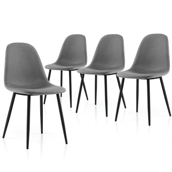 GVN Kitchen Chair, Dinner Chairs,Dining Chairs Set of 4 with Black Metal Legs-Gray