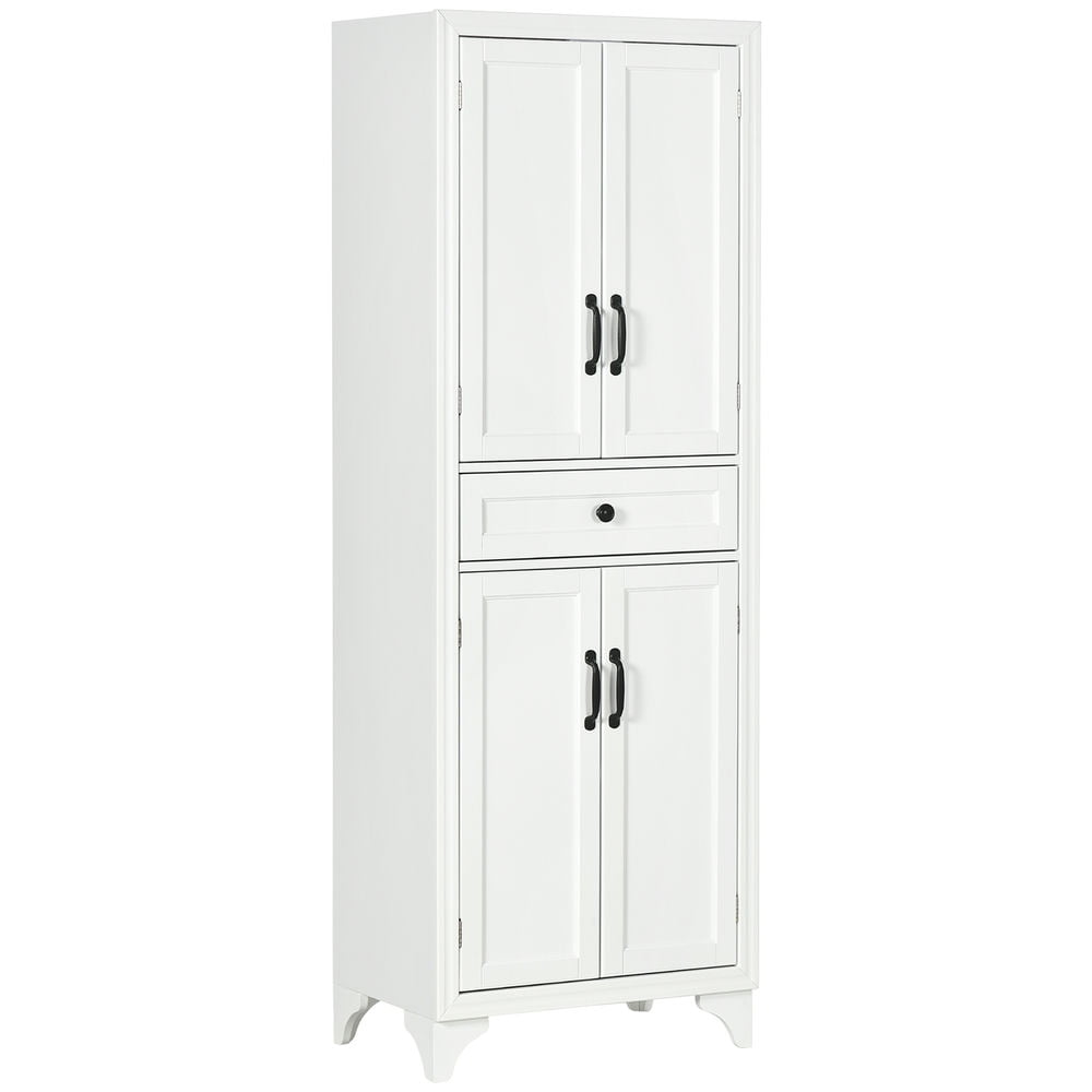 GVN Kitchen Pantry,67" 4-Door Kitchen Pantry with Drawer and Adjustable Shelves, White