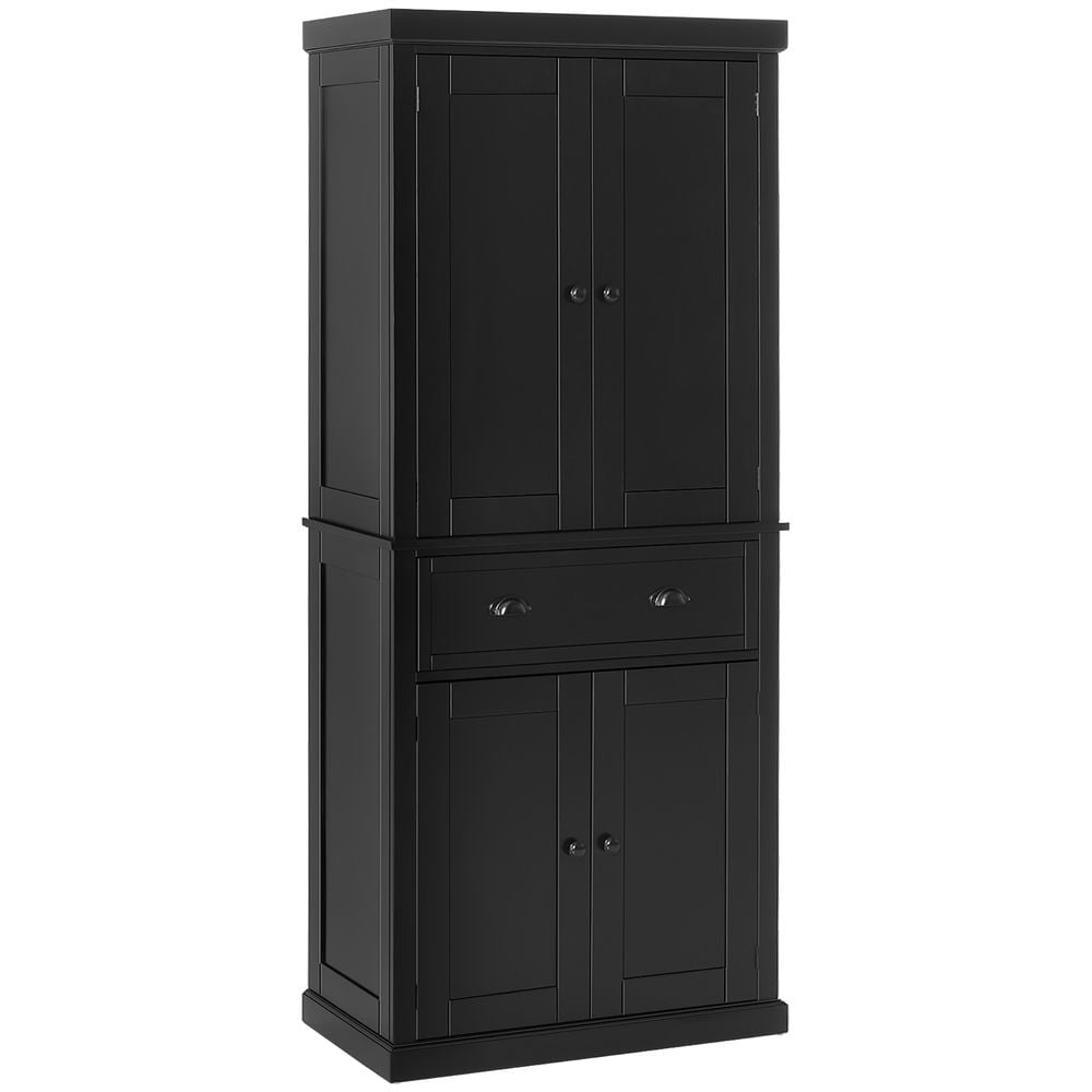 GVN Kitchen Pantry,72.5" Kitchen Cabinet, Pantry Storage Cabinet with Doors and Shelves, Freestanding Food Pantry Cabinet, Black