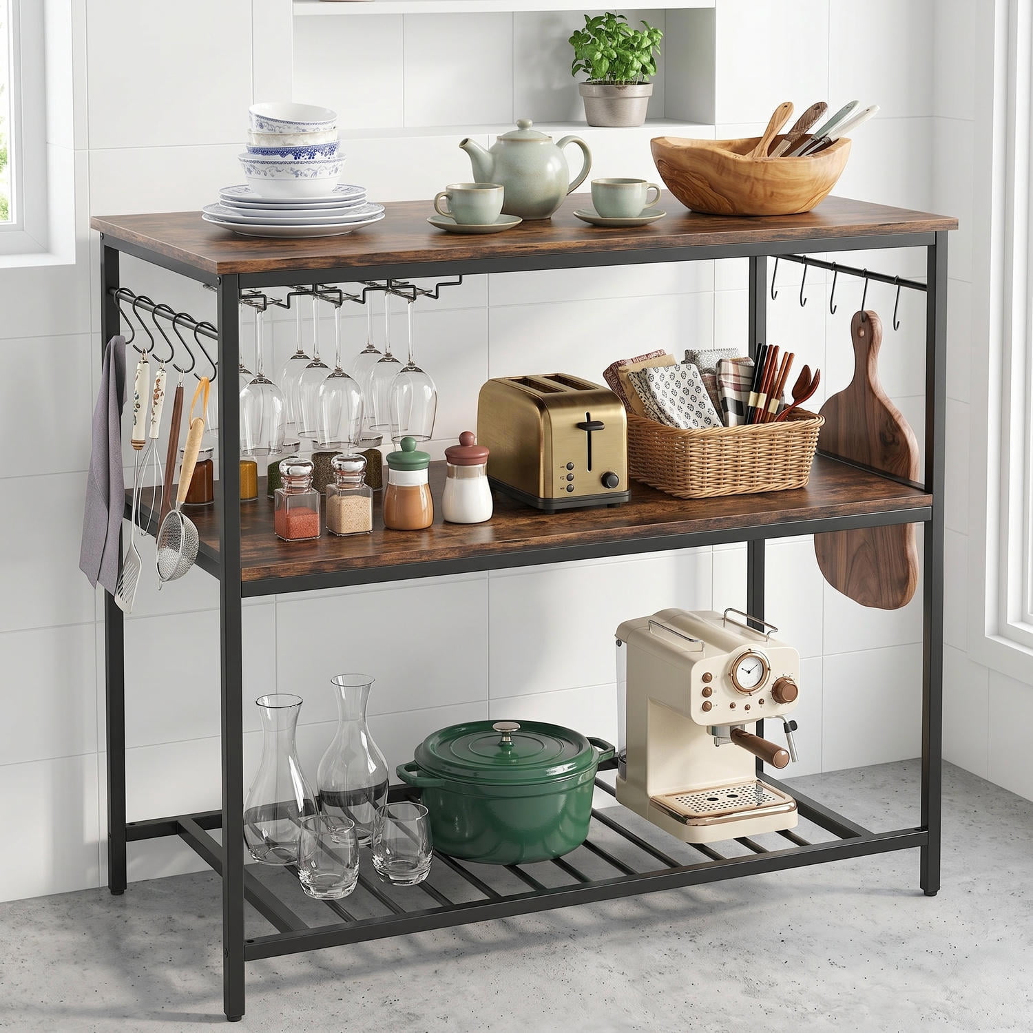 GVN Kitchen Rack Storage Shelving Organizer,3 Shelves Kitchen Island ...