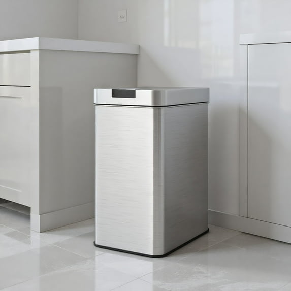 GVN Kitchen Trash Can,13.2 Gal Slim Kitchen Trash Can with Wing Lids and Stainless Steel Frame