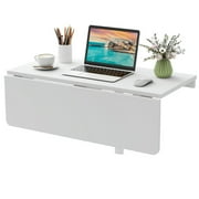GVN Laptop Tables & Printer Stands,31.5 x 23.5 Inch Wall Mounted Folding Table for Small Spaces-White