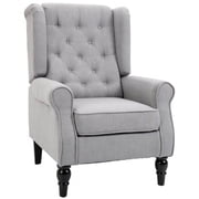 GVN Large Lazy Arm Chair, Lounge Sofa Chair,Mid-Century Modern Accent Chair, High Wingback Chair with Retro Wood Legs for Living Room, Bedroom, Gray