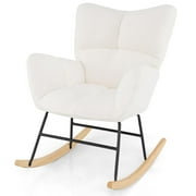 GVN Large Lazy Arm Chair, Lounge Sofa Chair,Nursery Rocking Chair with Comfy Backrest and Armrest-Beige