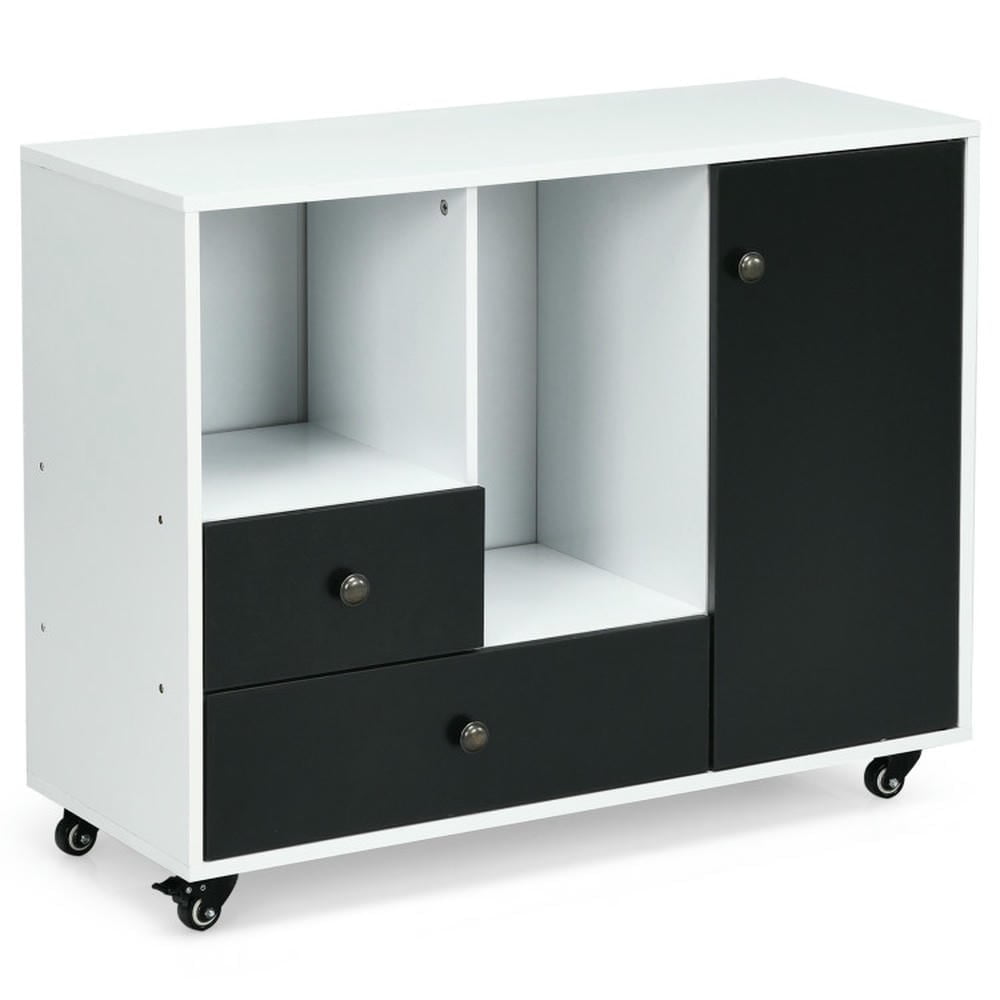 GVN Lateral Mobile Filing Cabinet with 2 Drawers-Black, Office Cabinet, File Cabinet for Home Office
