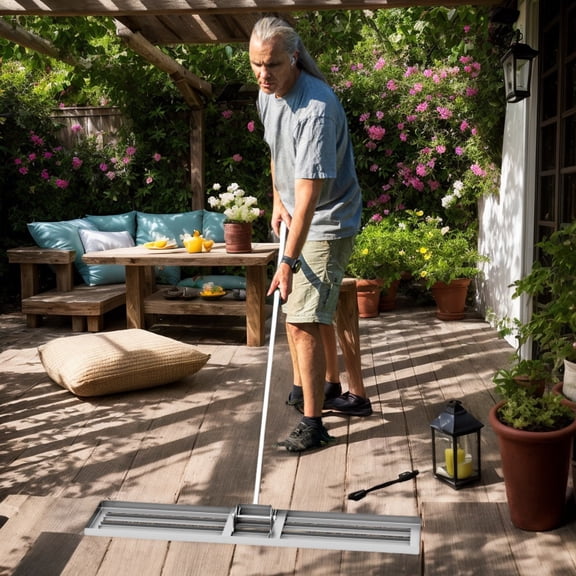 GVN Lawn Leveling Rake 46 x 10 Inch Heavy Duty Lawn Level Tool for Soil-Silver