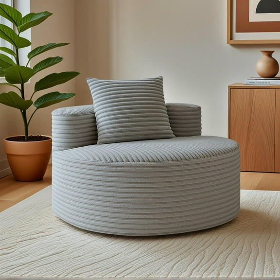 GVN Living Room Sofa, Floor Couch, Modern Sofa with Deep Seat, Comfy Compressed Single Sofa, No Assembly Required, Smoke Grey