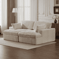 thumbnail image 1 of GVN Living Room Sofa, Floor Couch, Oversized Upholstered Sleeper Cloud Couch, Deep Seat Luxury Sofa Bed, White, 1 of 7