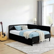 GVN Loveseat Sleeper Sofa, Futon Couch Bed, Full Size Upholstered Platform Bed Frame with 2 Storage Drawers, Beige