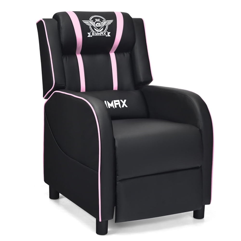 GVN Massage Racing Gaming Single Recliner Chair-Pink