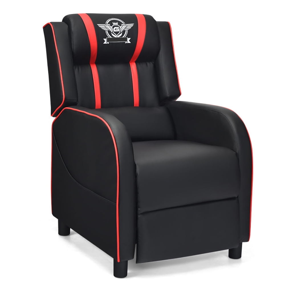 GVN Massage Racing Gaming Single Recliner Chair-Red