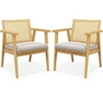 thumbnail image 1 of GVN Mid Century Modern Accent Chairs Set of 2 with Breathable Rattan Back-Natural, Dining Room Chairs, Lounge Chair for Kitchen, Dining, Bedroom, Living, 1 of 6