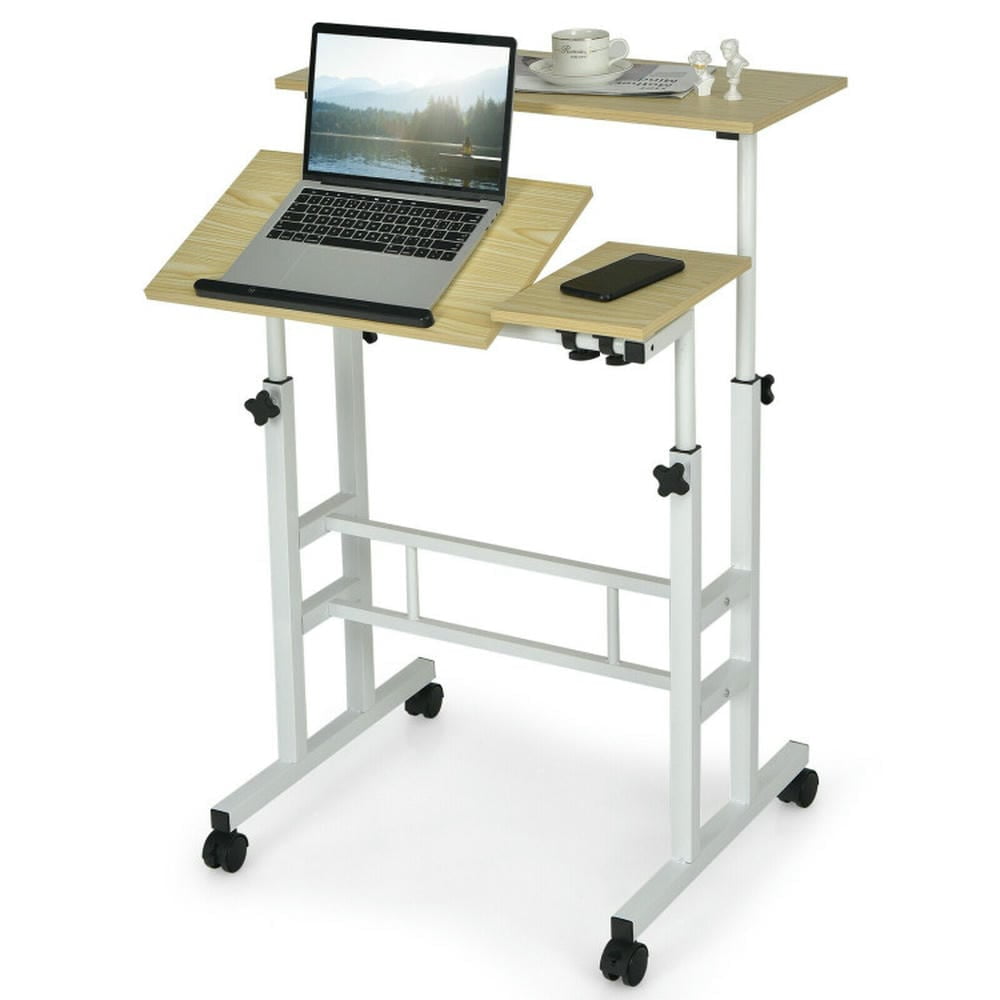 GVN Mobile Standing up Desk Adjustable Computer Desk Tilting ...