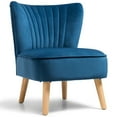 thumbnail image 1 of GVN Modern Armless Velvet Accent Chair with Wood Legs-Blue, 1 of 10