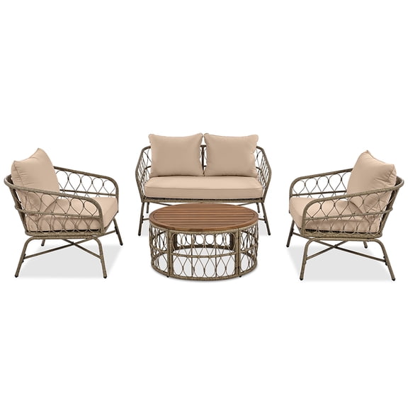 GVN Modern Earthy Vibes, Wicker Patio Sets, Outdoor Sectionals with Water-resistant Cushions