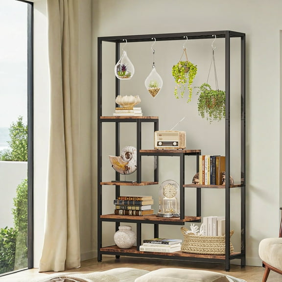 GVN Multi-Tier Plant Display, Particle Board & Metal, 39.37x11.81x70.86"