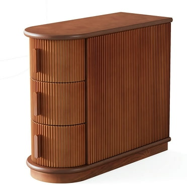 GVN Nightstand, Bedside Table,Solid Wood End Table, Narrow Side Table Nightstand with 3-drawer, Brown