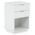 thumbnail image 1 of GVN Nightstand, Bedside Table,White P2 Density Board Wavy Pattern Drawer Front Two-Drawer Bedside Cabinet, 1 of 12