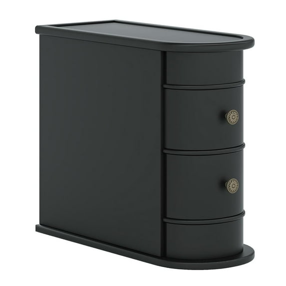 GVN Nightstand, Bedside Table,Wood End Table, Narrow Side Table Nightstand with 2 Drawers, Black