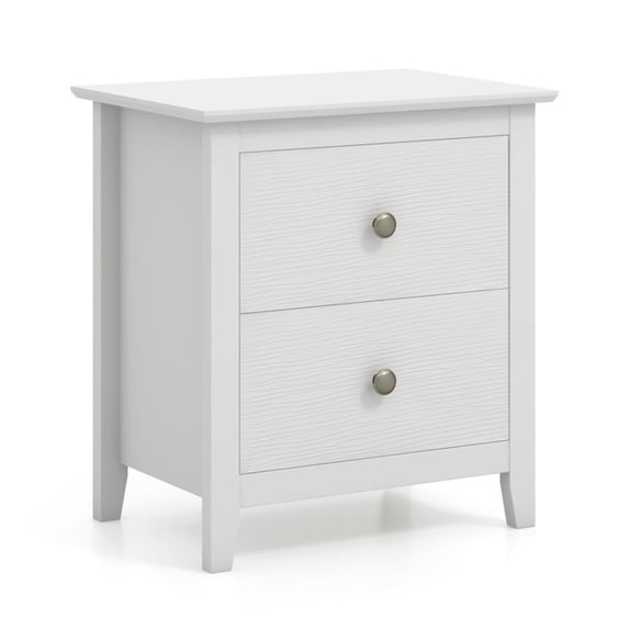 GVN Modern Nightstand with 2 Drawers for Small Spaces-White, End Table