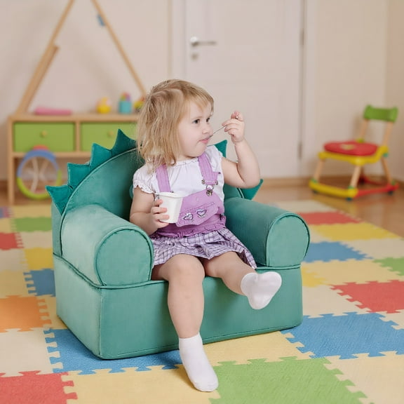 GVN Original Kids Sofa with Armrest and Thick Cushion-Green, Bedroom Chair for Kids