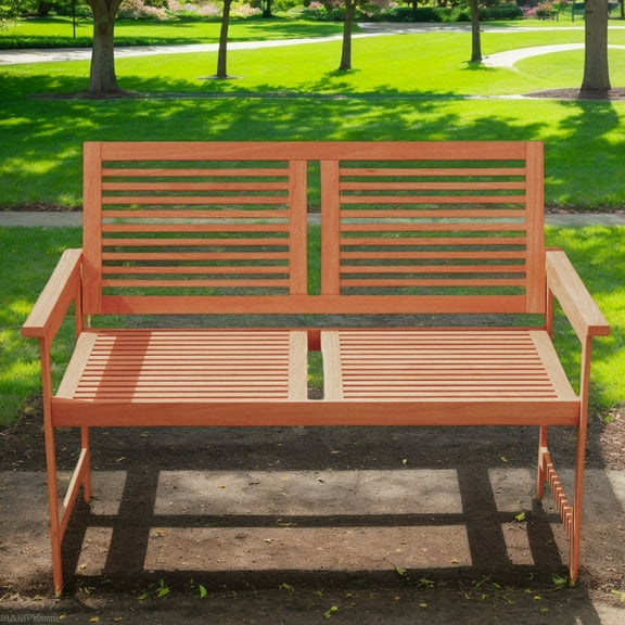 GVN Outdoor Bench, Outdoor Garden Bench,Outdoor Wooden Bench 2-Person Patio Bench with Slatted Backrest and Seat