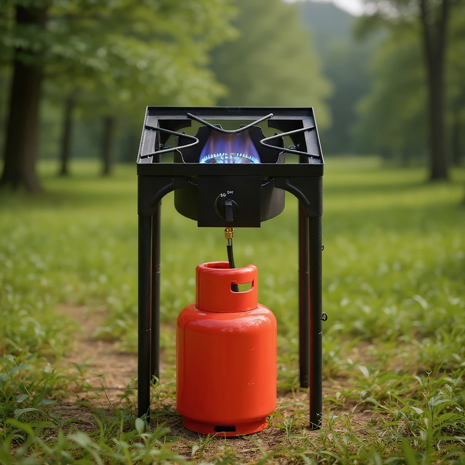 GVN Outdoor Camping Cooking Stove, Cooktop, Outdoor Camp Stove, Portable Cast Iron Patio Cooking Burner (Single Burner 75000-BTU)
