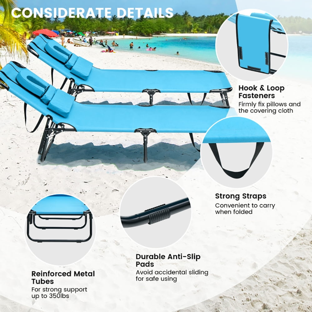 GVN Outdoor Chaise Lounge, Beach Chaise Lounge Chair with Face Hole and