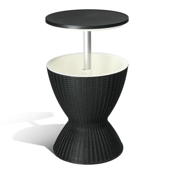 GVN Outdoor Cooler Table, Height-Adjustable Outdoor Cool Bar w/ 8 Gallon Beer And Wine Cooler(Black)