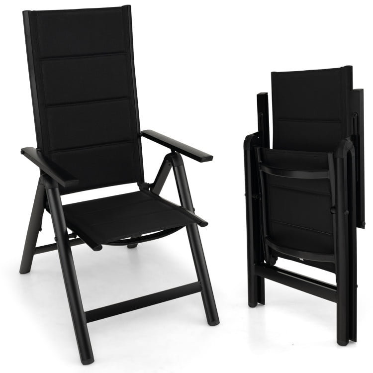 GVN Outdoor Dining Chair with Soft Padded Seat and 7-Position Adjustable Backrest-Black, Outdoor Furniture Chairs for Backyard, Porch, Garden, Poolside GVN Outdoor Dining Chair with Soft Padded Seat and 7-Position Adjustable Backrest-Black, Outdoor Furniture Chairs for Backyard, Porch, Garden, Poolside