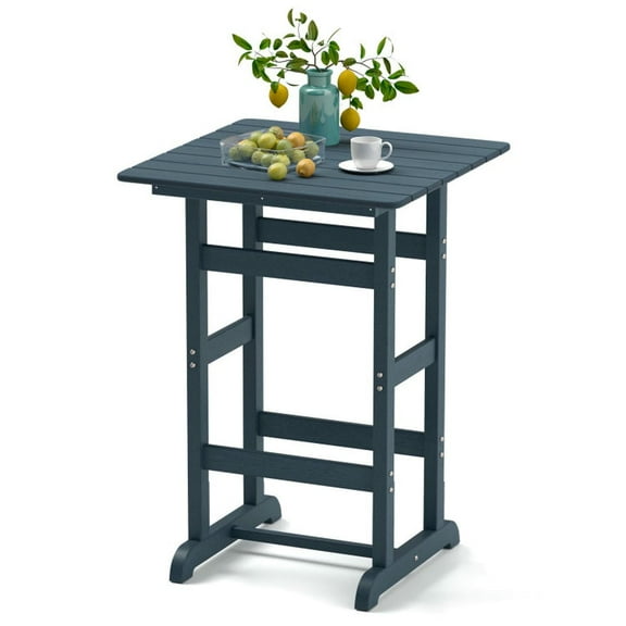 GVN Outdoor Eating Tables,Patio Table,30 Inch Square Bar Table Dining Table with Slatted Tabletop for Poolside-Navy