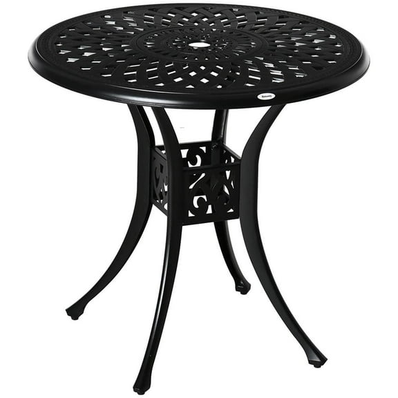 GVN Outdoor Eating Tables,Patio Table,30" Round Patio Dining Table with Umbrella Hole,Outdoor Bistro Table Only, Black