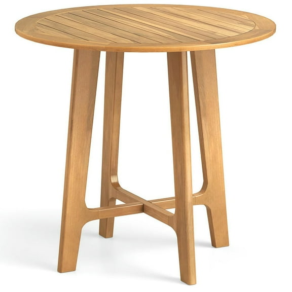 GVN Outdoor Eating Tables,Patio Table,31.5 Inches Patio Dining Table with Slatted Tabletop and X-shaped Frame