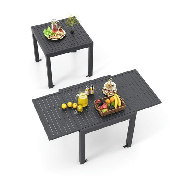 GVN Outdoor Eating Tables,Patio Table,Expandable Patio Dining Table for 4-6 People-Grey