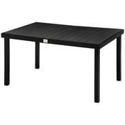 GVN Outdoor Eating Tables,Patio Table,Outdoor Dining Table for 6 Person, Rectangular Patio Table for Garden, Lawn, Patio, Woodgrain Black
