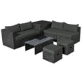 thumbnail image 1 of GVN Outdoor Furniture Sets, Outdoor Conversation Set,8 Pieces Patio Rattan Storage Table Furniture Set-Gray, 1 of 9