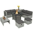 thumbnail image 1 of GVN Outdoor Furniture Sets, Outdoor Conversation Set,9 Pieces Outdoor Patio Furniture Set with 32-Inch Propane Fire Pit Table-Gray, 1 of 8