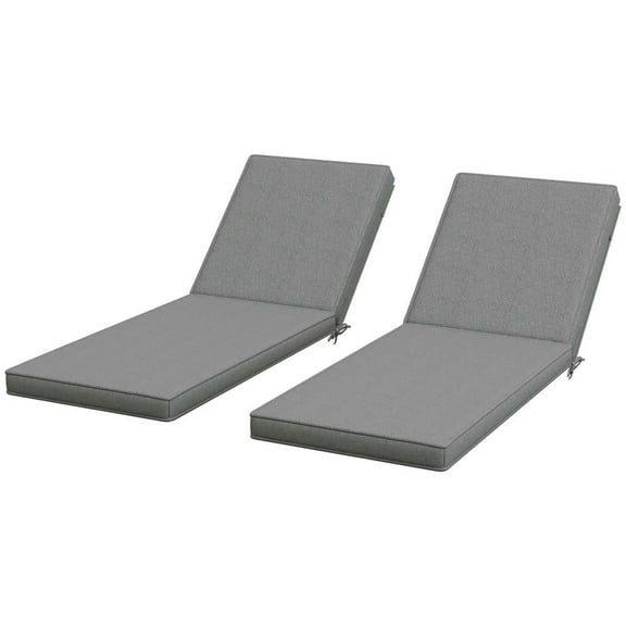 GVN Outdoor/Indoor Chair Pads, Seat Cushions,2 Patio Chaise Lounge Chair Cushions with Backrests, Replacement Patio Cushions, Gray