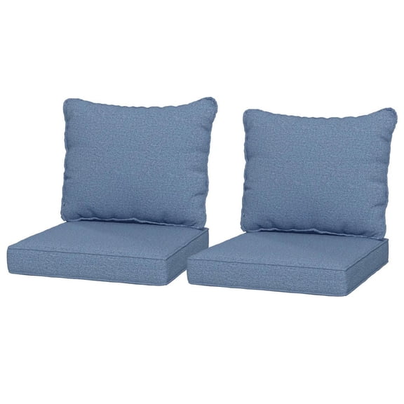 GVN Outdoor/Indoor Chair Pads, Seat Cushions,4 Patio Chair Cushions with Seat & Backrest, Fade Resistant Seat Replacement Cushion Set, Blue
