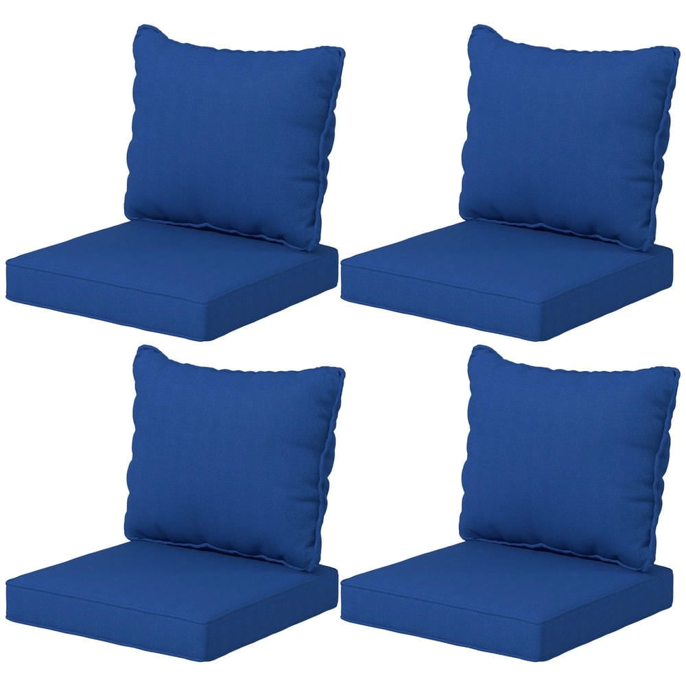 GVN Outdoor/Indoor Chair Pads, Seat Cushions,8 Patio Chair Cushions with Seat & Backrest, Fade Resistant Seat Replacement Cushion Set, Navy Blue