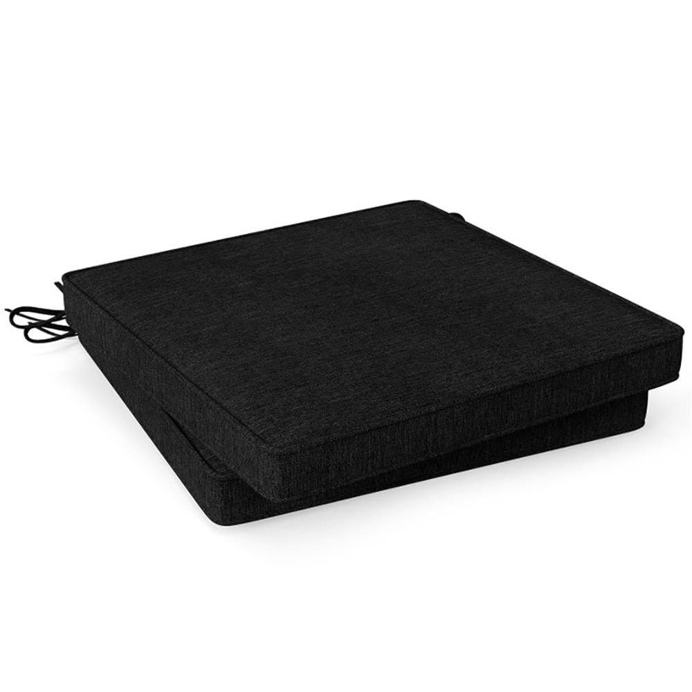 GVN Outdoor/Indoor Chair Pads, Seat Cushions,Outdoor Chair Cushion Set of 2 Waterproof Fade-Resistant Olefin Seat Cushions-Black