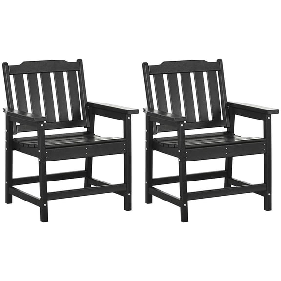 GVN Outdoor Kitchen Chair, Dinner Chairs,2 Piece All-Weather Patio Chairs, HDPE Patio Dining Chair Set, Black