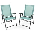 thumbnail image 1 of GVN Outdoor Kitchen Chair, Dinner Chairs,2 Set of Patio Dining Chair with Armrests and Metal Frame-Light Green, 1 of 9
