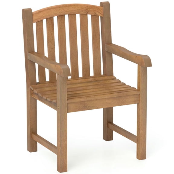 GVN Outdoor Kitchen Chair, Dinner Chairs,Patio Teak Wood Dining Chair with Slatted Seat Backrest and Solid Legs