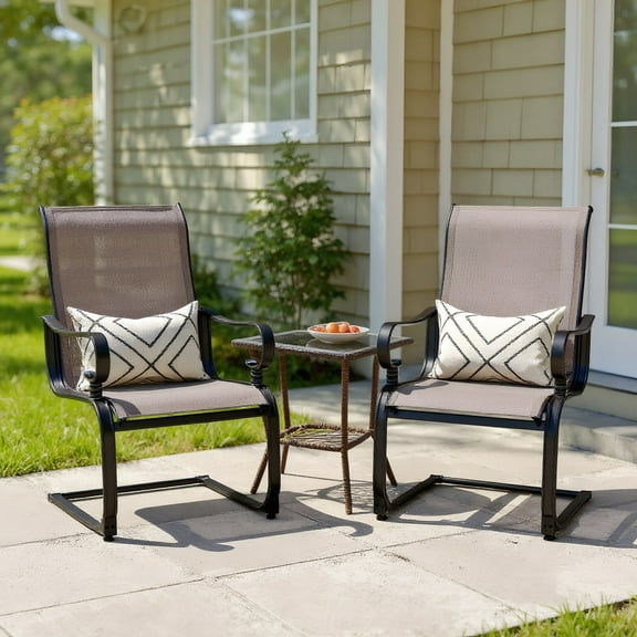GVN Outdoor Kitchen Chair, Dinner Chairs,Set of 2 Patio Chairs with Quick-drying and Breathable Fabric for Backyard-Gray