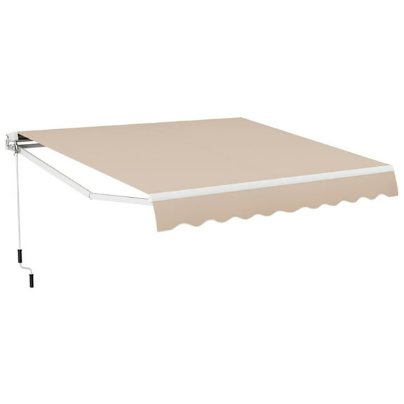 GVN Outdoor Manual Retractable Awning Cover Shelter Patio Sun Shade-Beige, Entry Door Outdoor Window window Awning, Front Door Overhang Awning for Sun Shutter, Snow Protection, Hollow Sheet