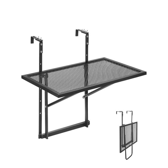 GVN Outdoor Metal Balcony Table 19x24, Hanging Patio Railing, Durable & Sturdy, Perfect for Deck, Porch, Easy Assembly